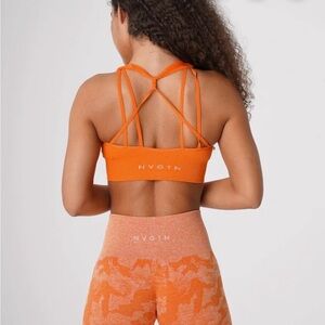 NVGTN Orange Ribbed Strappy Sports Bra